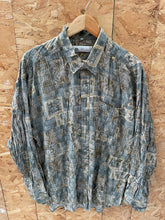 Vintage 90s New Fast Men's XXL Multicolor Geometric Print Long Sleeve Ugly Crazy Pattern Shirt